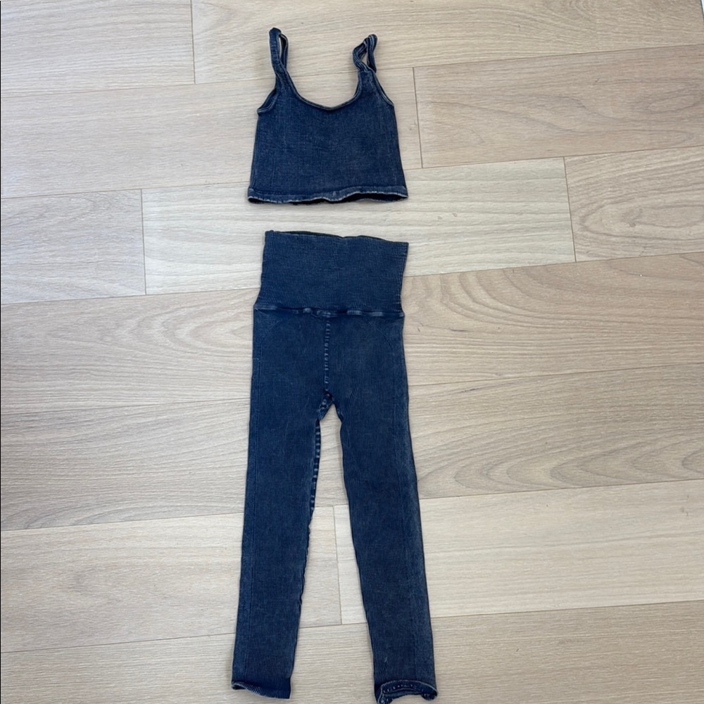 Free people Denim looking Blue Leggings and Top Set